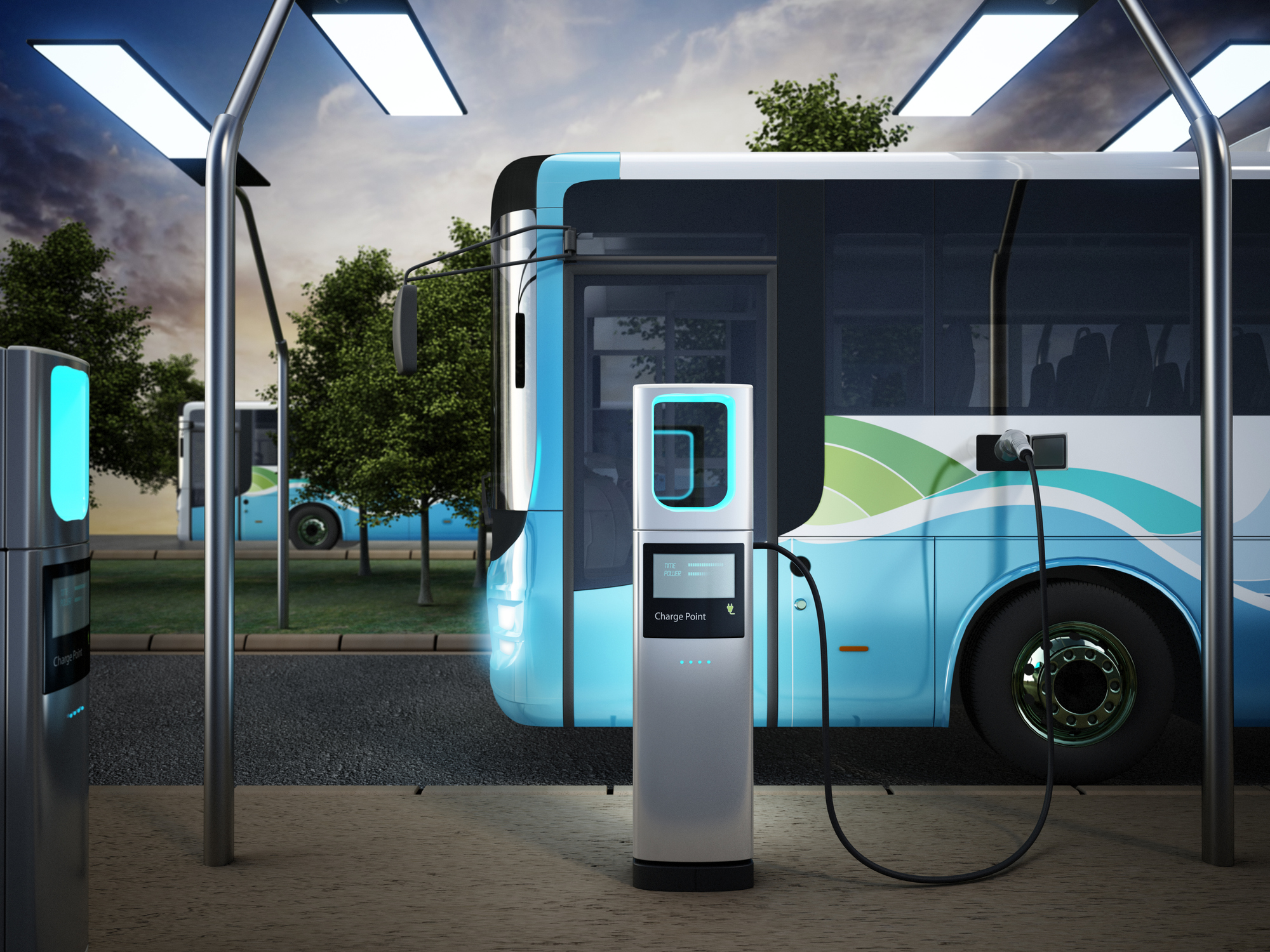 Electric bus charging station